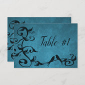 Carte de table de réception des tourtereaux bleus (Devant / Derrière)