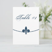 Carte de table de réception Fleur de Lis Bleu fonc (Debout devant)