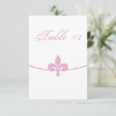 Carte de table de réception Fleur de Lis rose (Debout devant)