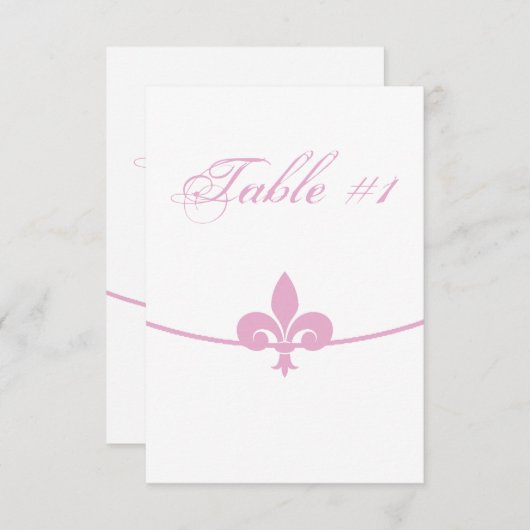 Carte de table de réception Fleur de Lis rose (Devant / Derrière)