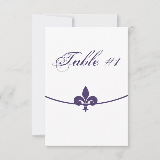 Carte de table de réception Fleur de Lis Violet (Devant)