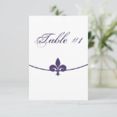 Carte de table de réception Fleur de Lis Violet (Debout devant)