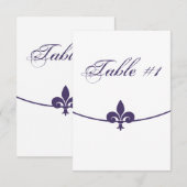 Carte de table de réception Fleur de Lis Violet (Devant / Derrière)