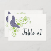 Carte de table de réception florale à papillon pou (Devant / Derrière)