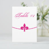Carte de table de réception Magenta Fleur de Lis (Debout devant)