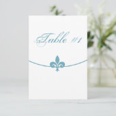Carte de table de réception Teal Fleur de Lis (Debout devant)