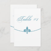 Carte de table de réception Teal Fleur de Lis (Devant / Derrière)
