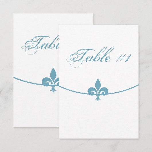 Carte de table de réception Teal Fleur de Lis (Devant / Derrière)
