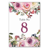 Carte de table de Rose Floral Rose Chic violet Mar (Dos)