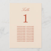 Carte de table de script Terracotta pour les noms  (Dos)