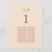 Carte de table de script Terracotta pour les noms  (Devant)