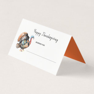 Carte de table de Thanksgiving dinde aquarelle