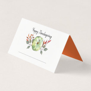 Carte de table de Thanksgiving verte citrouille aq