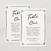 Carte de table dessinée à la main de fantaisie (Devant / Derrière)