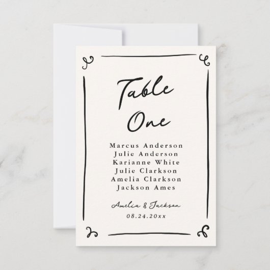 Carte de table dessinée à la main de manière fanta (Dos)