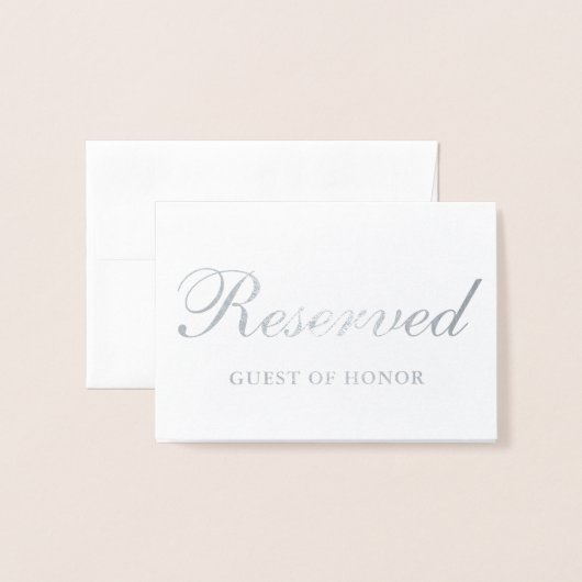 Carte de table d'invité spéciale Silver Foil réser (Devant avec enveloppe)