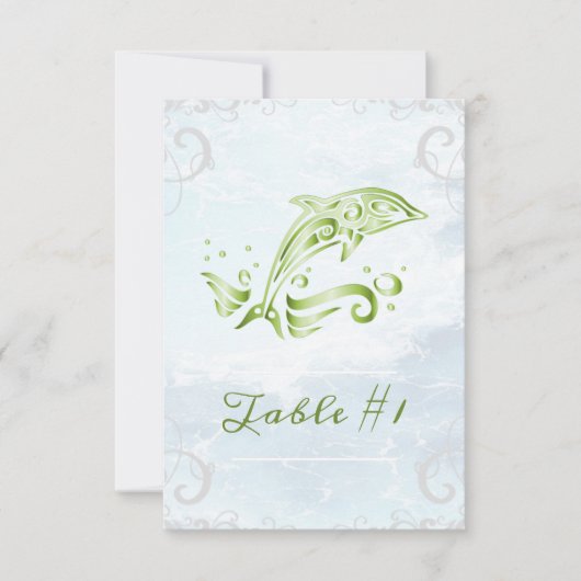 Carte de table Dolphin Mariage verte (Devant)
