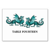 Carte de table Dragons Élégant turquoise (Dos)