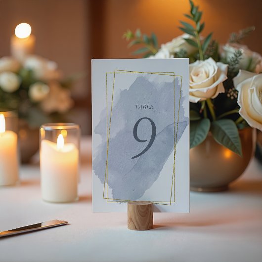 Carte de table Dusty Gold et Blue Mariage