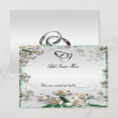 Carte de table élégante à fleurs blanches (Devant / Derrière)