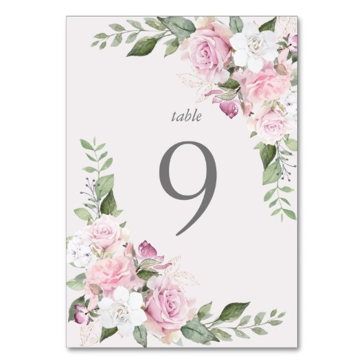 Carte de table élégante à motif floral de Roseraie (Dos)