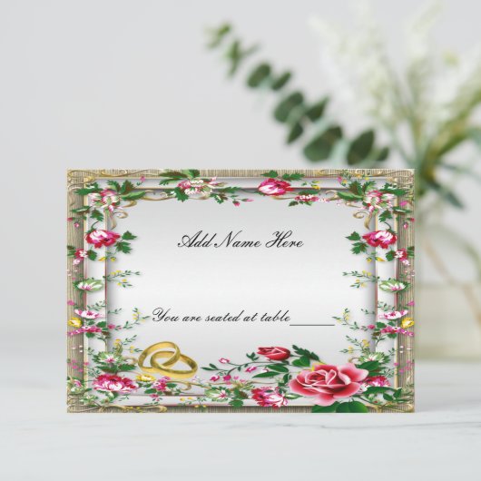 Carte de table élégante avec des roses rouges rust (Debout devant)