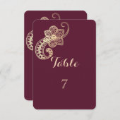 Carte de table élégante chic or paisley (Devant / Derrière)