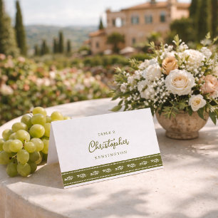 Carte de table élégante de mariage vert olive tosc