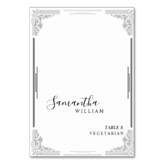 Carte de table élégante et minimaliste pour mariag
