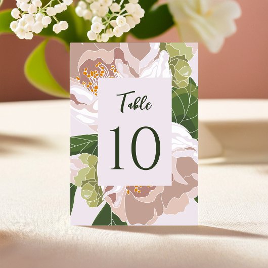 Carte de table élégante Fleur et Verdure