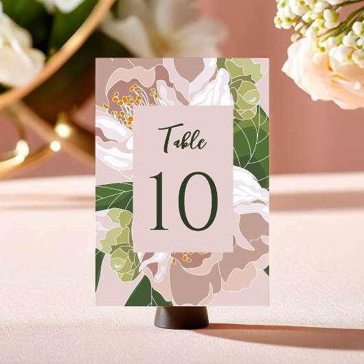 Carte de table élégante Fleur et Verdure