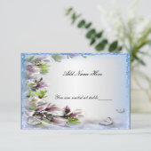 Carte de table élégante papillon floral violet (Debout devant)