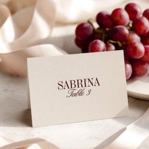 Carte de table élégante rétro ivoire pour mariage