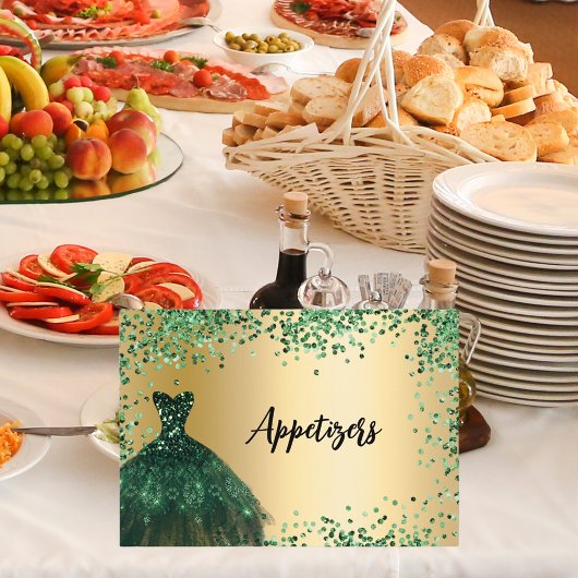 Carte de table Emerald green gold party