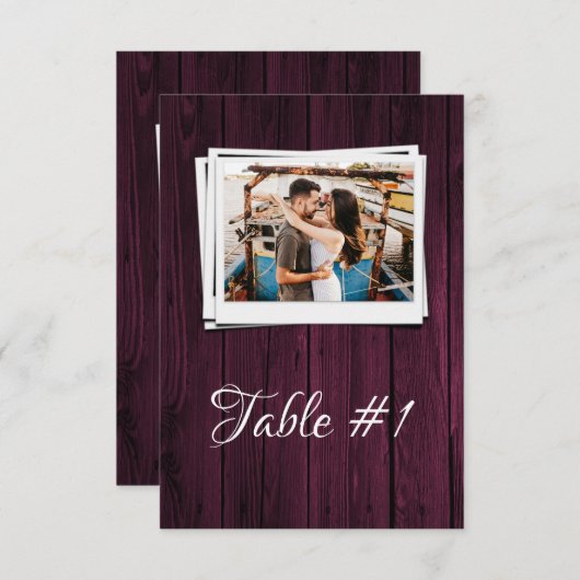Carte de table en bois Magenta Photo Réception (Devant / Derrière)