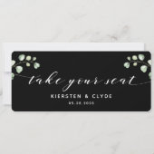 Carte de table en calligraphie blanche et verdure (Dos)