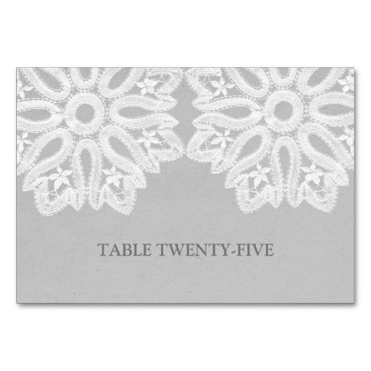 Carte de table en dentelle gris élégant (Devant)