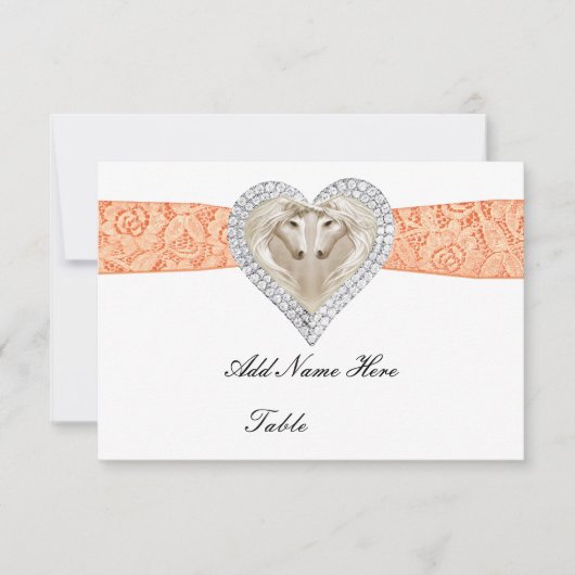 Carte de table en dentelle orange licorne (Devant)