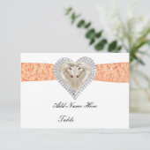 Carte de table en dentelle orange licorne (Debout devant)
