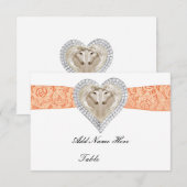 Carte de table en dentelle orange licorne (Devant / Derrière)