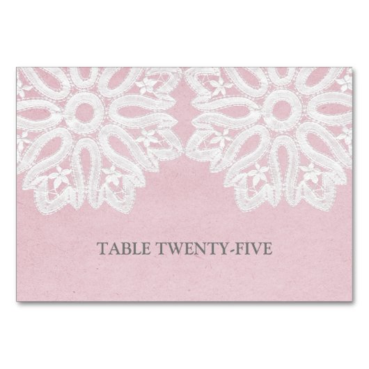 Carte de table en dentelle rose élégant (Devant)
