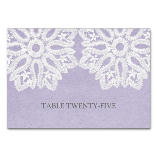 Carte de table en dentelle violette élégante (Devant)