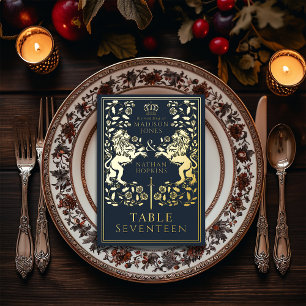 Carte de table en feuille métallisée mariage lion 