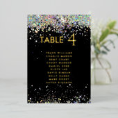 Carte de table en feuille noire moderne et scintil (Debout devant)