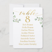 Carte de table en greenery avec calligraphie dorée (Devant)