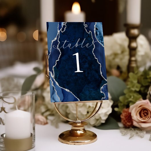 Carte de table en marbre, agate et argent Navy