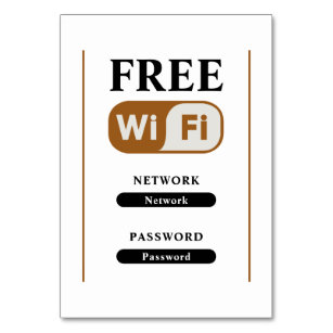 Carte de table en métal Wi-Fi gratuit minimaliste 