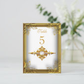 Carte de table en or blanc pour numéro de table (Debout devant)