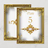 Carte de table en or blanc pour numéro de table (Devant / Derrière)