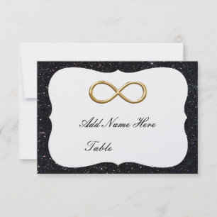 Carte de table en or paillettes noires pour l'infi